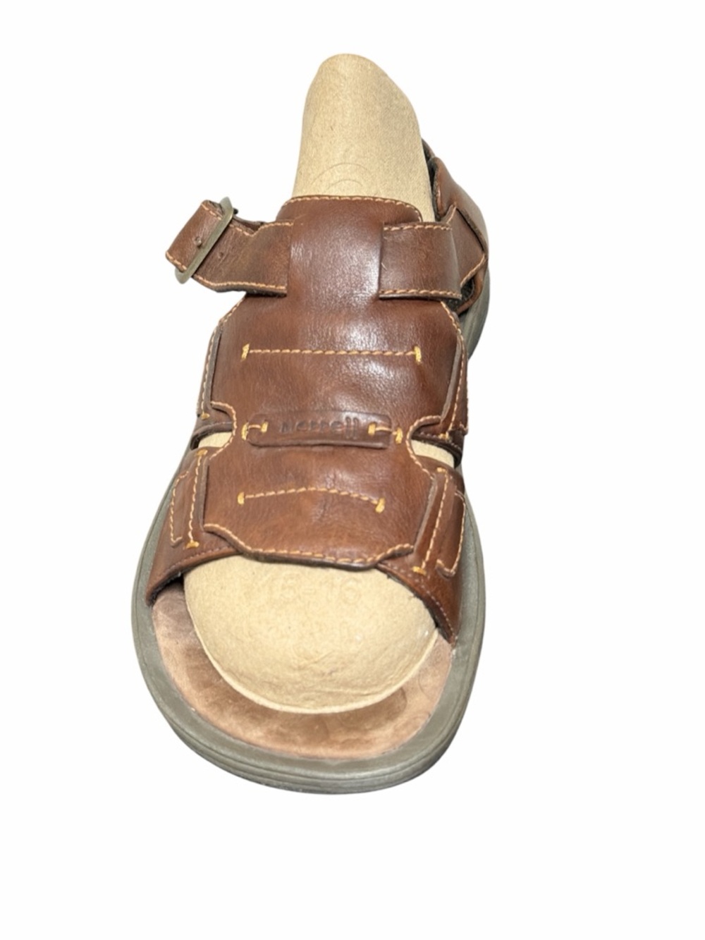 Merrell New Delhi Mens 9 Brown Leather Open Toe Fisherman Sandals - Picture 7 of 10